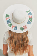 MH0120 Sequin Letter "Always on Vacay" Floppy Hat - MiMi Wholesale