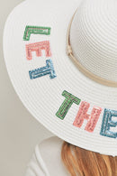 MH0121 Sequin Letter "Let The Sunshine" Floppy Hat - MiMi Wholesale