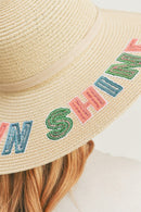 MH0121 Sequin Letter "Let The Sunshine" Floppy Hat - MiMi Wholesale