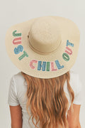 MH0122 Sequin Letter "Just Chill Out" Floppy Hat - MiMi Wholesale
