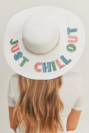 MH0122 Sequin Letter "Just Chill Out" Floppy Hat - MiMi Wholesale