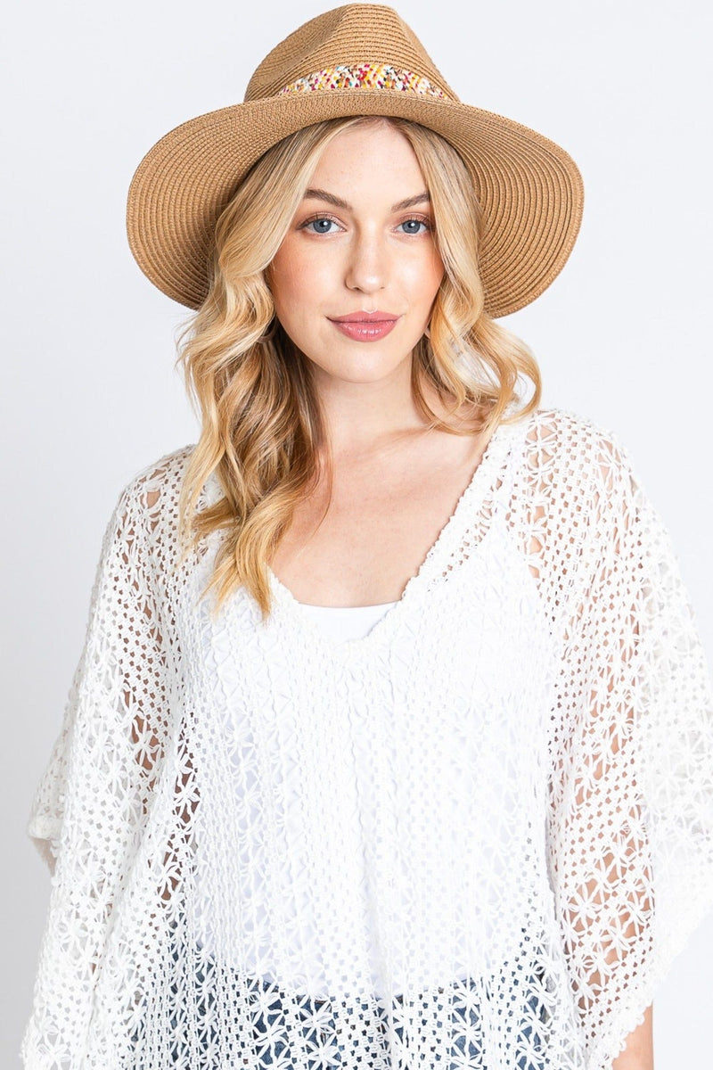 MH0146 Judy Multi Color Band Straw Hat - MiMi Wholesale