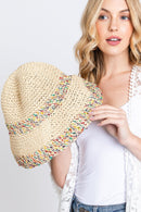 MH0152 Jazmine Multi Color Straw Bucket Hat - MiMi Wholesale