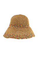 MH0152 Jazmine Multi Color Straw Bucket Hat - MiMi Wholesale