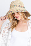 MH0152 Jazmine Multi Color Straw Bucket Hat - MiMi Wholesale