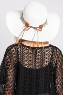 MH0161 Jayda Floppy Straw Hat With Boho/Sealife Band - MiMi Wholesale