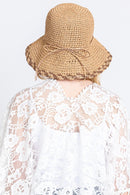 MH0170 Lucia Edge Detailed Straw Bucket Hat - MiMi Wholesale