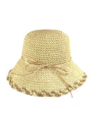 MH0170 Lucia Edge Detailed Straw Bucket Hat - MiMi Wholesale