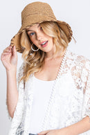 MH0170 Lucia Edge Detailed Straw Bucket Hat - MiMi Wholesale