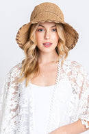 MH0170 Lucia Edge Detailed Straw Bucket Hat - MiMi Wholesale