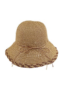 MH0170 Lucia Edge Detailed Straw Bucket Hat - MiMi Wholesale