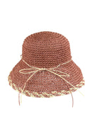 MH0170 Lucia Edge Detailed Straw Bucket Hat - MiMi Wholesale