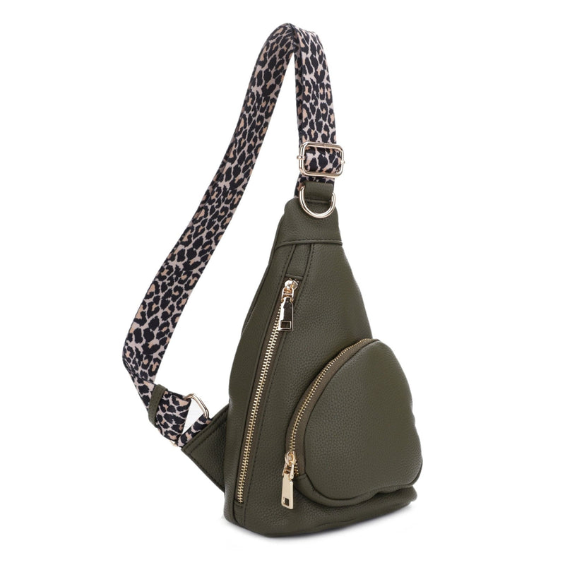 ML20175 Erica Leopard Strap Sling Bag - MiMi Wholesale