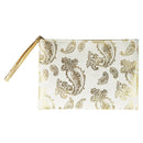 MP0126 Gold Foil Paisley Pouch/Make-up Bag - MiMi Wholesale