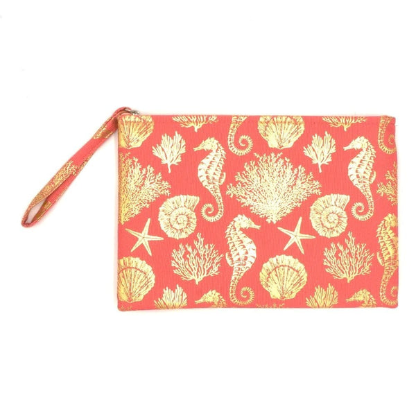 MP0137 Gold Foil Sea Life Pouch/Make-up Bag - MiMi Wholesale