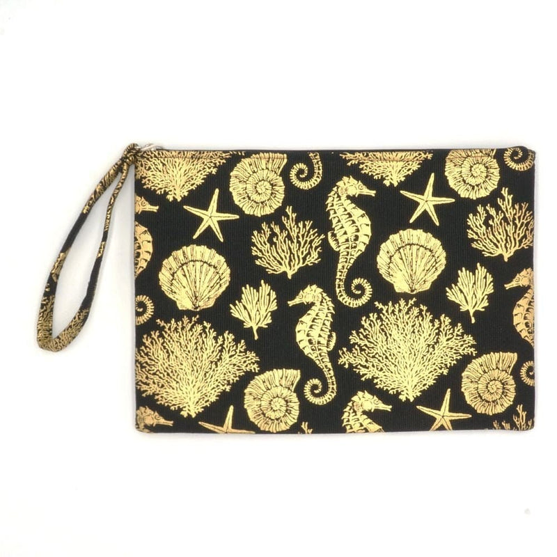 MP0137 Gold Foil Sea Life Pouch/Make-up Bag - MiMi Wholesale