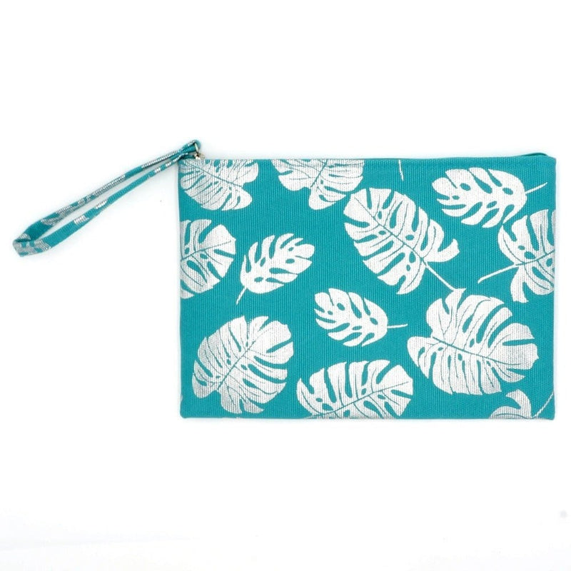 MP0185 Silver Palm Leaves Glitter Pouch/Make-up Bag - MiMi Wholesale