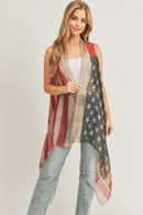 MS0065 Vintage American Flag Kimono - MiMi Wholesale