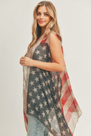 MS0065 Vintage American Flag Kimono - MiMi Wholesale