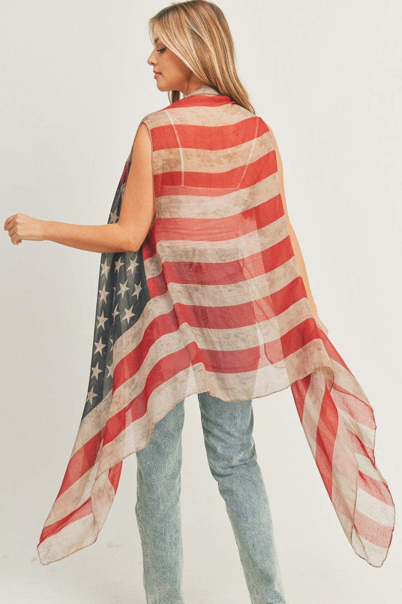 MS0065 Vintage American Flag Kimono - MiMi Wholesale