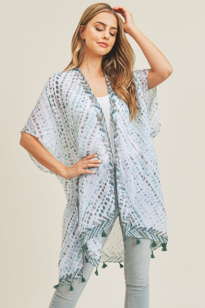 MS0179 Raindrop Tassel Summer Kimono - MiMi Wholesale