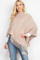 MS0197 June Knit Fringe Poncho - MiMi Wholesale