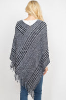 MS0197 June Knit Fringe Poncho - MiMi Wholesale