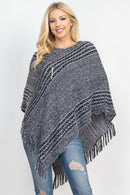 MS0197 June Knit Fringe Poncho - MiMi Wholesale
