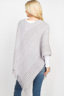 MS0197 June Knit Fringe Poncho - MiMi Wholesale