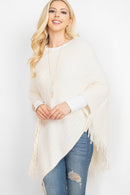 MS0197 June Knit Fringe Poncho - MiMi Wholesale