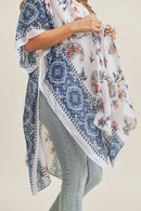 MS0207 Paisley Flower Pattern Beach Summer Kimono - MiMi Wholesale