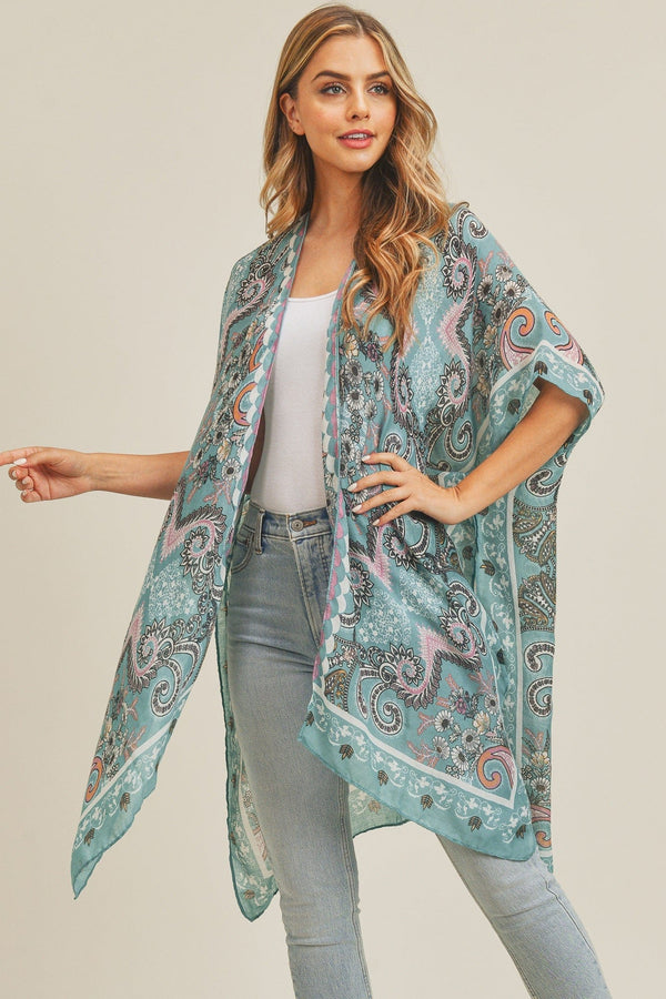 MS0215 Bohemian Print Beach Summer Kimono - MiMi Wholesale