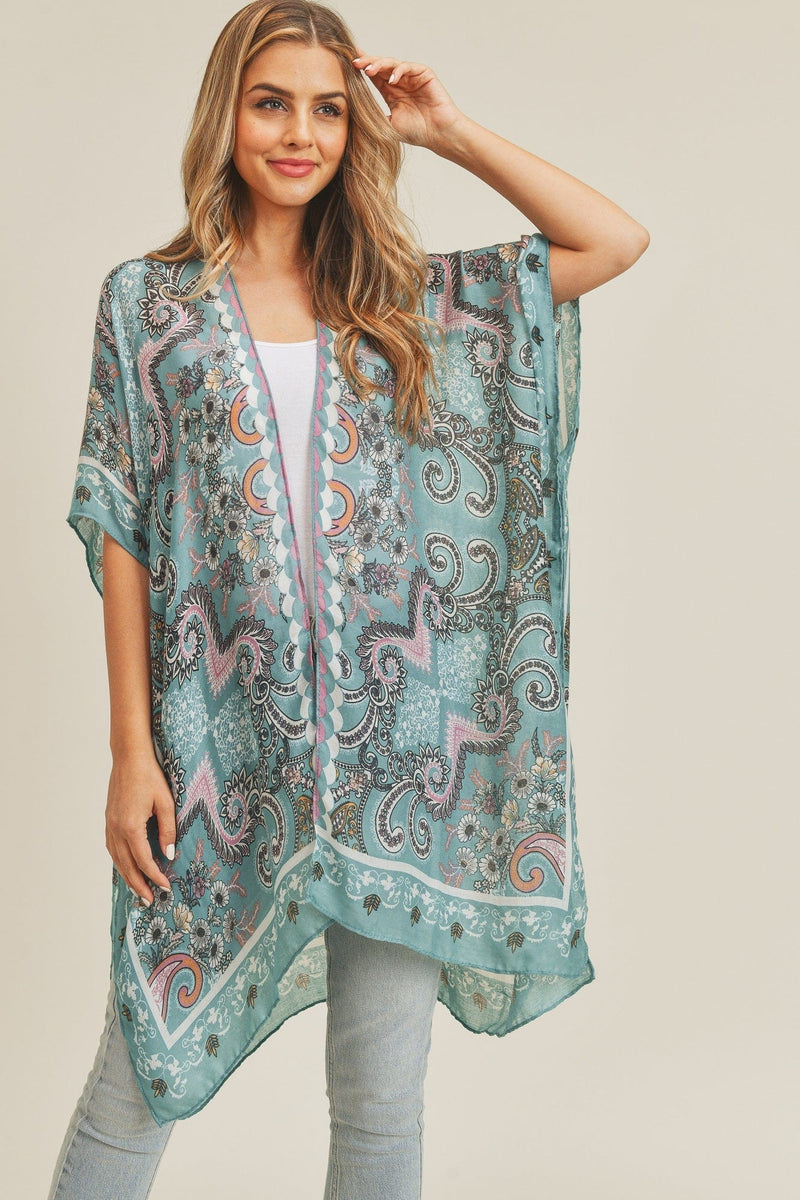 MS0215 Bohemian Print Beach Summer Kimono - MiMi Wholesale