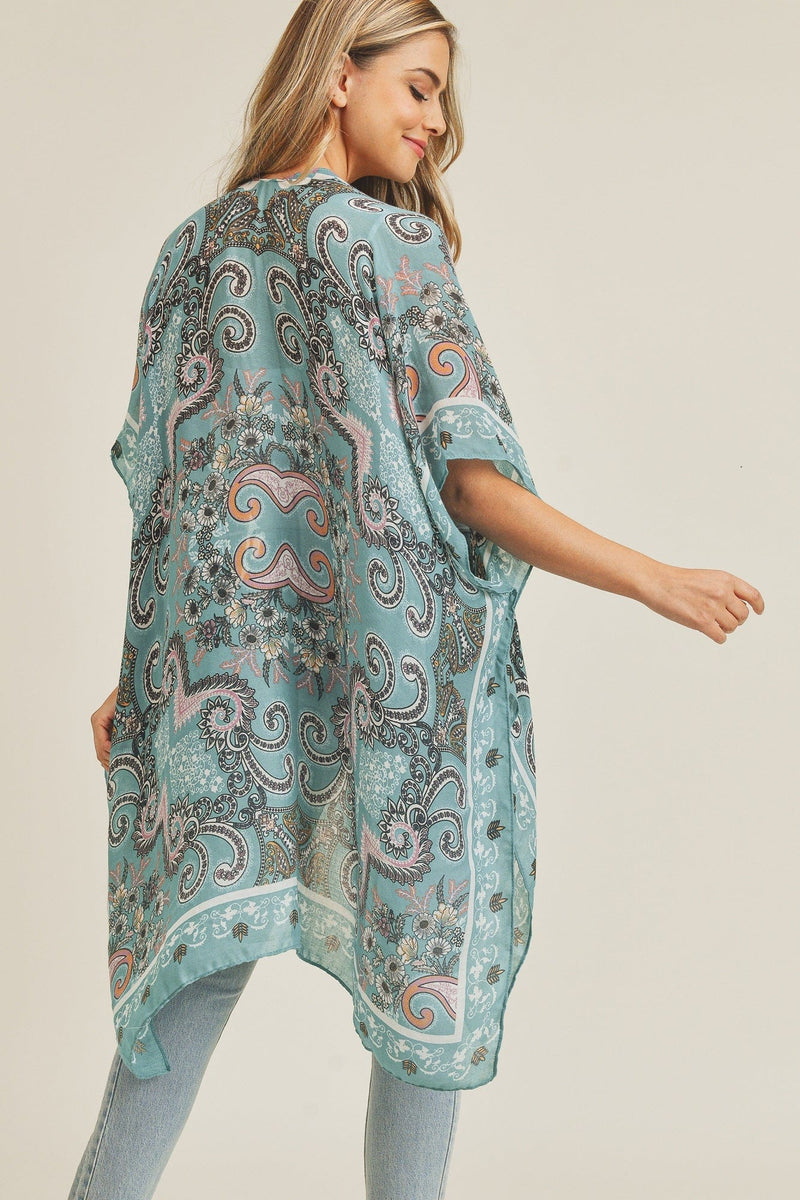 MS0215 Bohemian Print Beach Summer Kimono - MiMi Wholesale