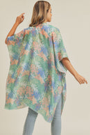 MS0217 Hand Drawn Tropical Leaves Summer Beach Kimono - MiMi Wholesale