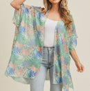MS0217 Hand Drawn Tropical Leaves Summer Beach Kimono - MiMi Wholesale