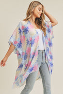 MS0217 Hand Drawn Tropical Leaves Summer Beach Kimono - MiMi Wholesale