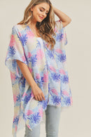 MS0217 Hand Drawn Tropical Leaves Summer Beach Kimono - MiMi Wholesale