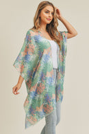 MS0217 Hand Drawn Tropical Leaves Summer Beach Kimono - MiMi Wholesale