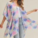 MS0217 Hand Drawn Tropical Leaves Summer Beach Kimono - MiMi Wholesale