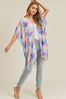 MS0217 Hand Drawn Tropical Leaves Summer Beach Kimono - MiMi Wholesale