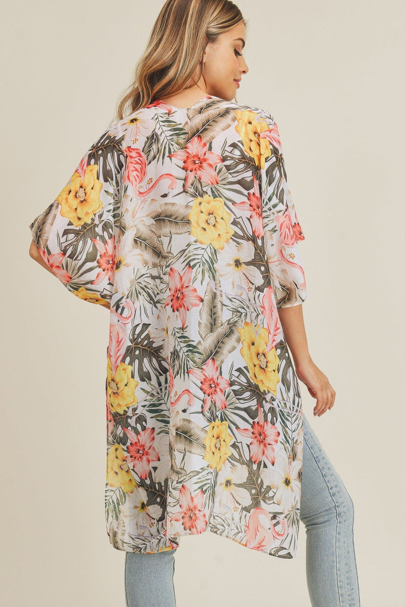 MS0219 Tropical Flamingo Summer Beach Kimono - MiMi Wholesale