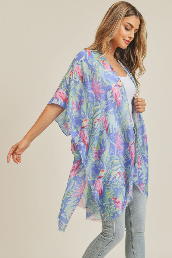 MS0220 Tropical Flamingo Pattern Summer Beach Kimono - MiMi Wholesale