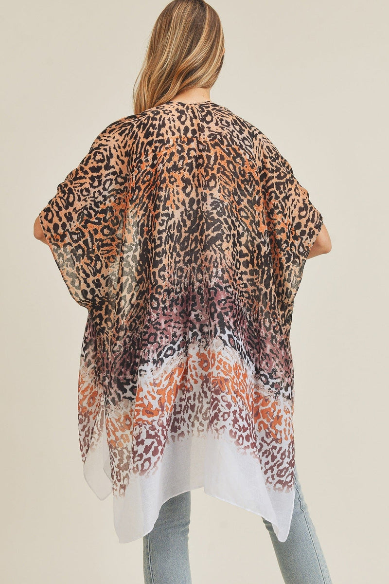 MS0222 Multi Color Layered Leopard Summer Kimono - MiMi Wholesale