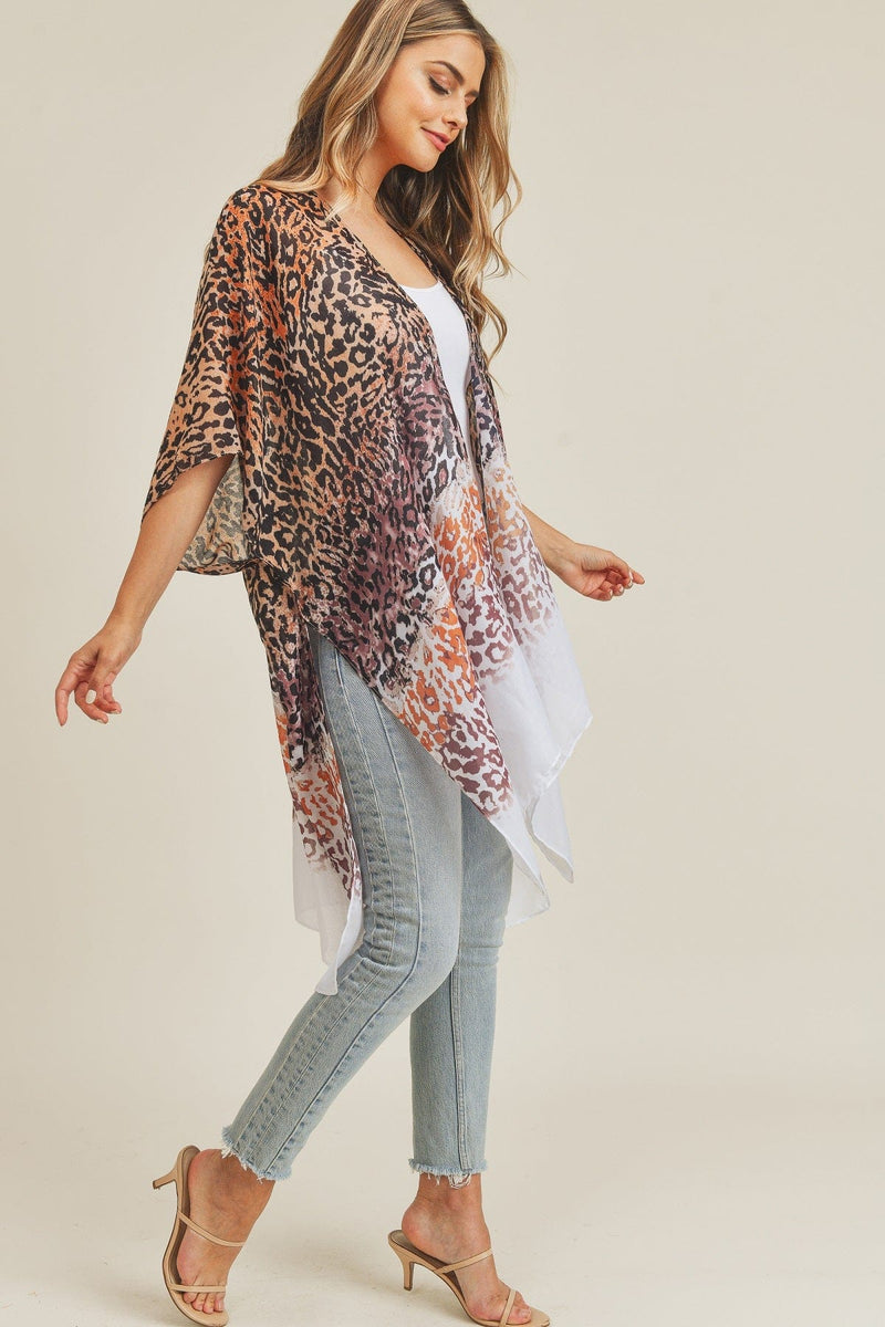 MS0222 Multi Color Layered Leopard Summer Kimono - MiMi Wholesale