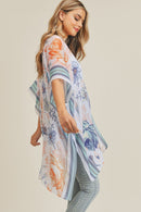 MS0224 Multi Flower Pattern Summer Kimono - MiMi Wholesale