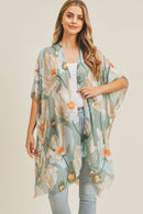 MS0226 Big Flower Print Beach Summer Kimono - MiMi Wholesale