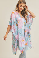 MS0226 Big Flower Print Beach Summer Kimono - MiMi Wholesale