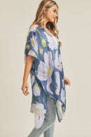 MS0226 Big Flower Print Beach Summer Kimono - MiMi Wholesale