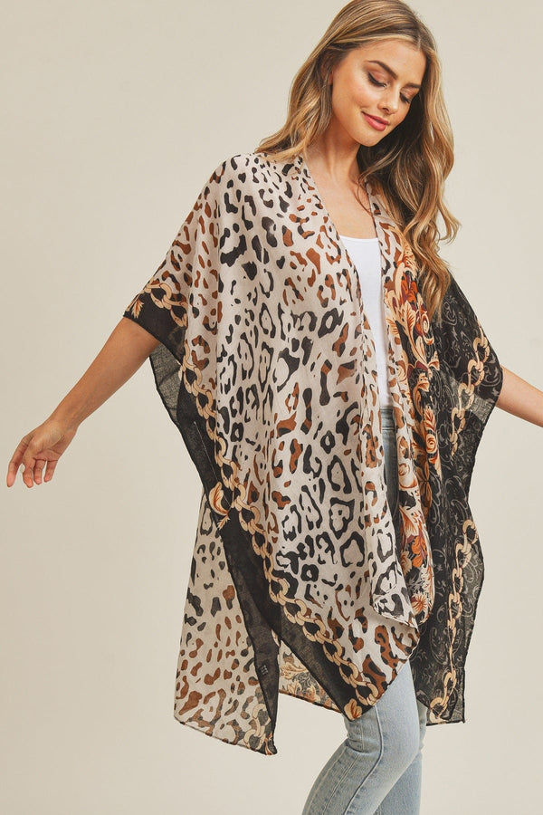 MS0227 Boho Leopard Summer Kimono - MiMi Wholesale